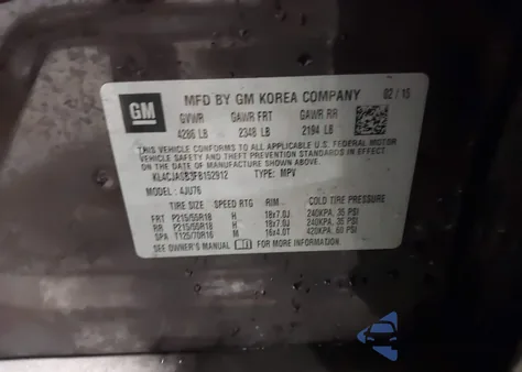 2015 Buick Encore из США, поврежденный, VIN KL4CJASB3FB152912